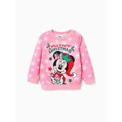 PATPAT Disney Mickey and Friends Toddler Girl Christmas Character Print Sweatshirt Pink