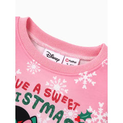 PATPAT Disney Mickey and Friends Toddler Girl Christmas Character Print Sweatshirt Pink