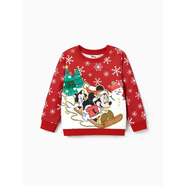 PATPAT Disney Mickey and Friends Toddler Girl Christmas Character Print Sweatshirt Red