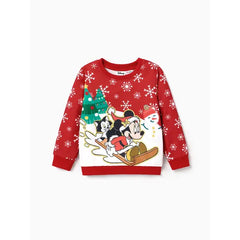 PATPAT Disney Mickey and Friends Toddler Girl Christmas Character Print Sweatshirt Red