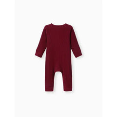 Baby Boy/Girl Cotton Ribbed Button Up Jumpsuit Red