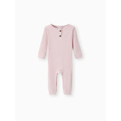 Baby Boy/Girl Cotton Ribbed Button Up Jumpsuit Pink