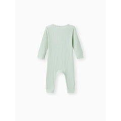 Baby Boy/Girl Cotton Ribbed Button Up Jumpsuit Light green