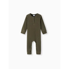 Baby Boy/Girl Cotton Ribbed Button Up Jumpsuit Green