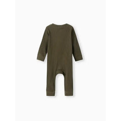 Baby Boy/Girl Cotton Ribbed Button Up Jumpsuit Green