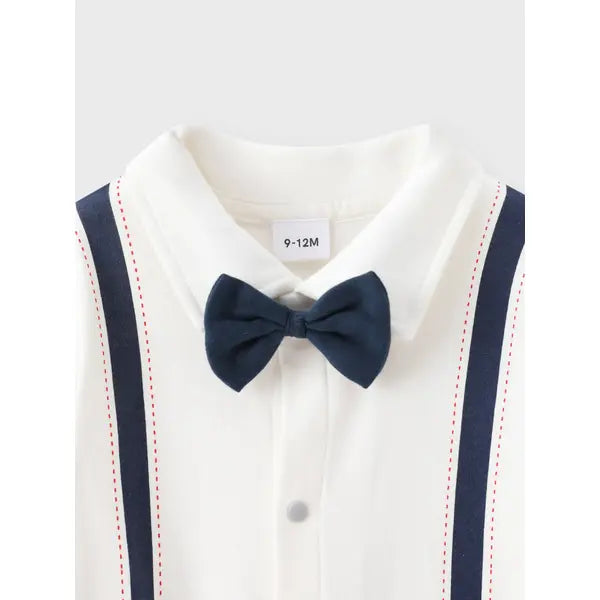 Patpat Little CoCo & Gentlemen - Baby Boy 95% Cotton Faux Layering Jumpsuit white