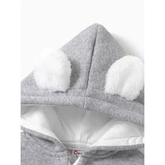 Patpat Baby Boy/Girl Clothes Cloud Design Thermal Fleece Lined Hooded Zipper Jumpsuit Gray