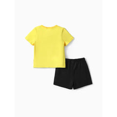 PATPAT PAW Patrol Toddler Girls/Boys 2pcs Character Rainbow Print T-shirt with Shorts Sporty Set Yellow