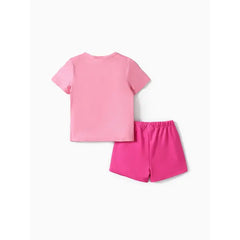 PATPAT PAW Patrol Toddler Girls/Boys 2pcs Character Rainbow Print T-shirt with Shorts Sporty Set Pink