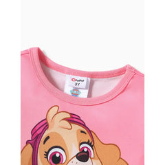 PATPAT PAW Patrol Toddler Girls/Boys 2pcs Character Rainbow Print T-shirt with Shorts Sporty Set Pink