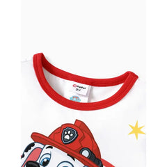 PATPAT PAW Patrol Toddler Girls/Boys 2pcs Character Rainbow Print T-shirt with Shorts Sporty Set Red