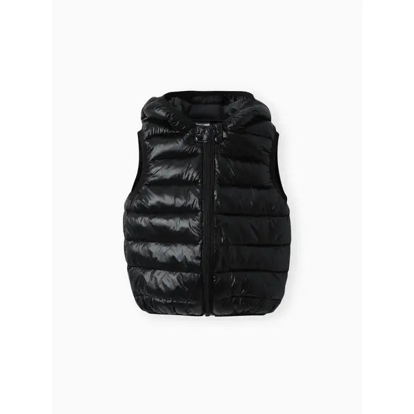 Patpat Toddler Boy/Toddler Girl Hooded Cotton-Padded Jacket Vest Light Black