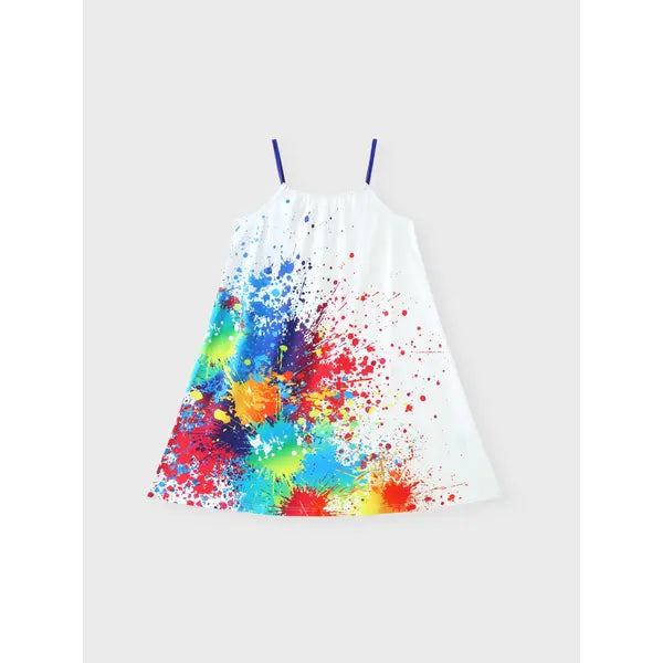 PATPAT Kid Girl Painting/Butterfly Print Cami Dress White