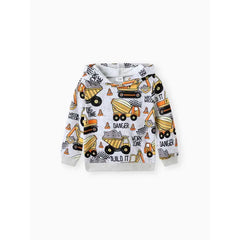 Patpat Toddler Boy Vehicle Excavator Print Hoodie Sweatshirt multicolor