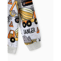 Patpat Toddler Boy Vehicle Excavator Print Hoodie Sweatshirt multicolor