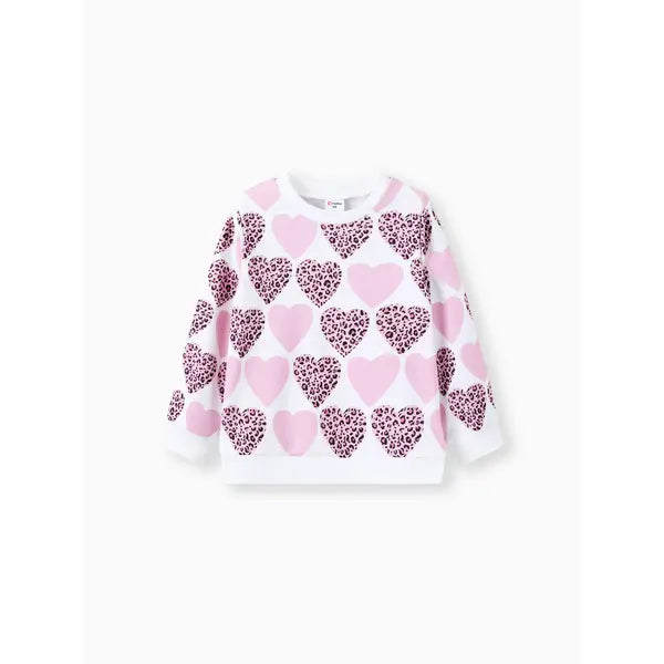 PATPAT Toddler Girl Sweet Heart-shaped Pullover Hoodie Pink