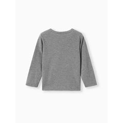 PATPAT Toddler Boy Casual Letter Print Long-sleeve Tee Grey