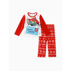 PATPAT PAW Patrol 2pcs Toddler Boy/Girl Marshall Skye Chase Long-sleeve Tee and Polar Fleece Pants Pajamas Sleepwear Set Red