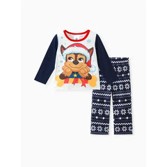PATPAT PAW Patrol 2pcs Toddler Boy/Girl Marshall Skye Chase Long-sleeve Tee and Polar Fleece Pants Pajamas Sleepwear Set Hot Blue
