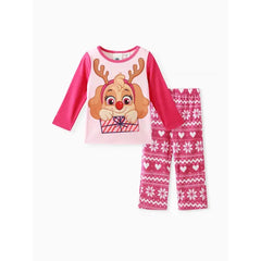 PATPAT PAW Patrol 2pcs Toddler Boy/Girl Marshall Skye Chase Long-sleeve Tee and Polar Fleece Pants Pajamas Sleepwear Set  Hot Pink