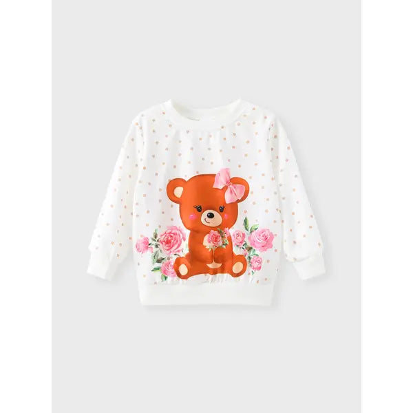 PATPAT Toddler Girl Bear Style Childlike Sweatshirt White