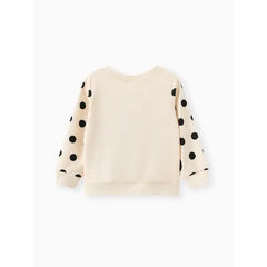 Patpat Toddler Girl Cute Rabbit Print Polka dots Pullover Sweatshirt Apricot