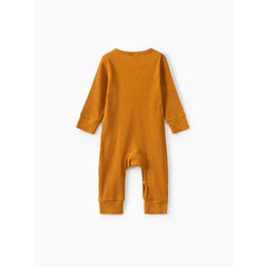 Baby Boy/Girl Cotton Ribbed Button Up Jumpsuit Yellow