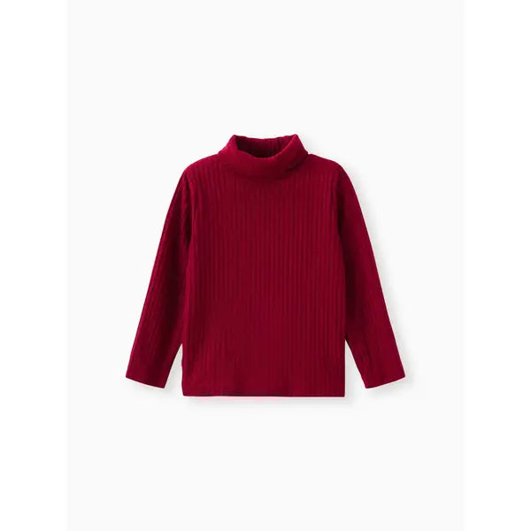 Patpat Toddler Boy/Girl Turtleneck Textured Burgundy