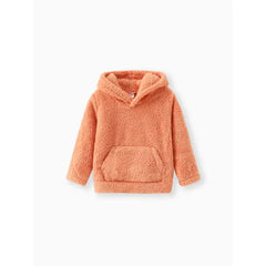Patpat Toddler Girl/Toddler Boy 2pcs Fuzzy Hoodie Sweatshirt and Pants Set Orange