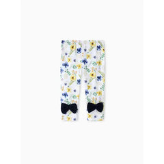 Patpat Baby Girl Clothes 2pcs Ruffled Top and Floral Leggings Set Blue