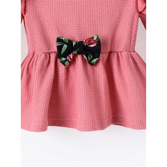 Patpat Baby Girl Clothes 2pcs Ruffled Top and Floral Leggings Set Pink