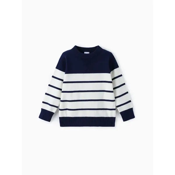 Patpat Toddler Boy Stripe Print Sweater blue