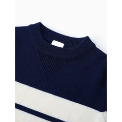 Patpat Toddler Boy Stripe Print Sweater blue