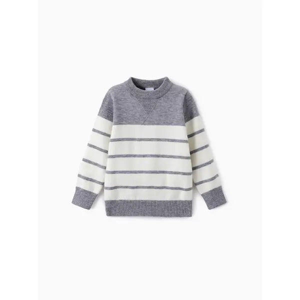 PATPAT Toddler Boy Stripe Print Sweater Grey