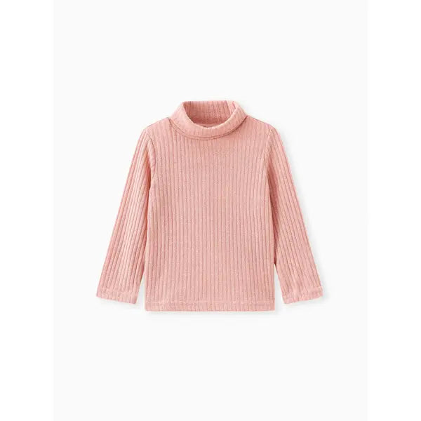 Patpat Toddler Boy/Girl Turtleneck Textured pink