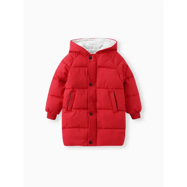 Patpat Toddler/Kid Boy/Girl Hooded Long Cotton-Padded Jacket Coat Red