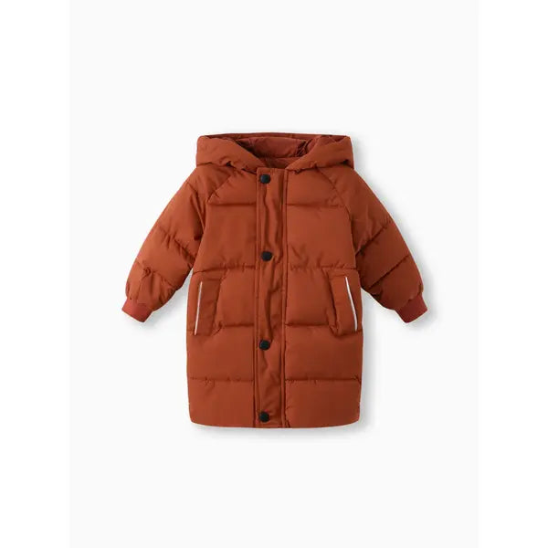Patpat Toddler/Kid Boy/Girl Hooded Long Cotton-Padded Jacket Coat Brown