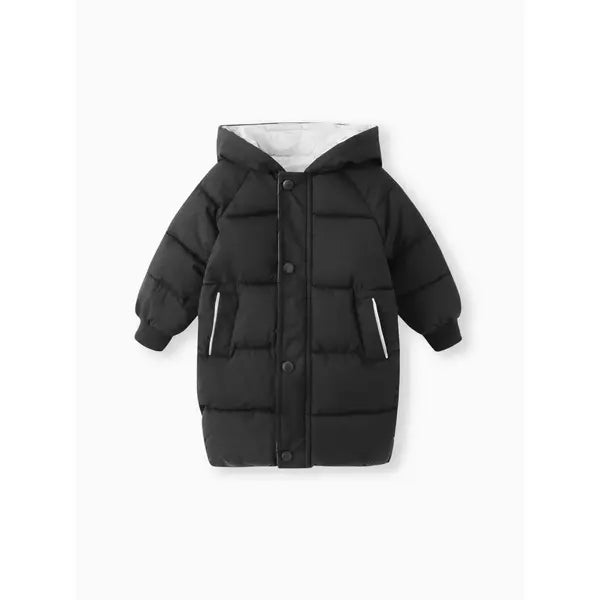 Patpat Toddler/Kid Boy/Girl Hooded Long Cotton-Padded Jacket Coat black