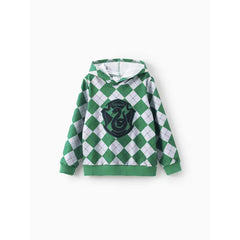 PATPAT Harry Potter Kid Girl/Boy 1pc Plaid Badge Hoodie green