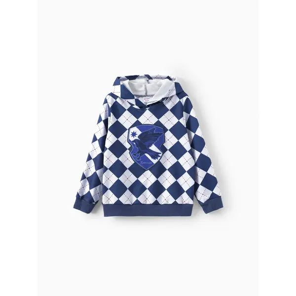PATPAT Harry Potter Kid Girl/Boy 1pc Plaid Badge Hoodie Blue