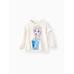 Patpat Disney Frozen Toddler Girls Elsa 2pcs Floral Flutter-sleeve Sweatshirt with Leggings Set light Apricot