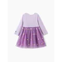 Disney Frozen Toddler Girl 1pc Naia™ Elsa Anna Floral Rainbow Dress Purple