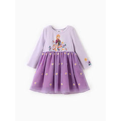 Disney Frozen Toddler Girl 1pc Naia™ Elsa Anna Floral Rainbow Dress Purple
