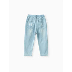 PATPAT Toddler Girl/Boy Elasticized Ripped Denim Jeans  Blue