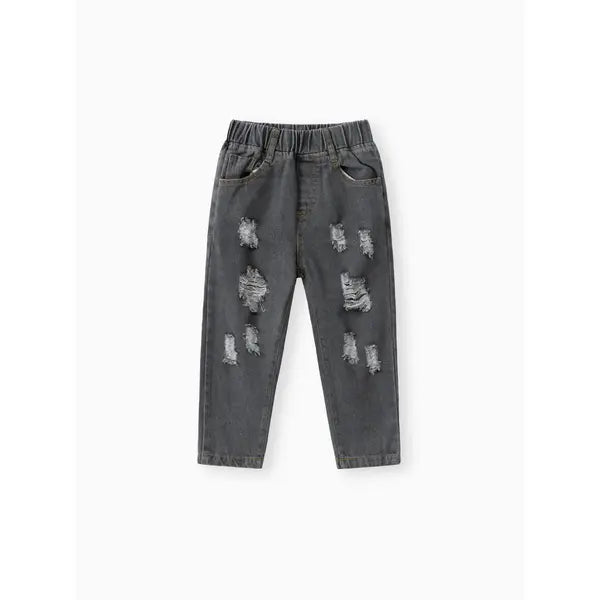 PATPAT Toddler Girl/Boy Elasticized Ripped Denim Jeans Black
