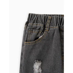 PATPAT Toddler Girl/Boy Elasticized Ripped Denim Jeans Black