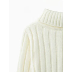 Patpat Toddler Girl/Boy Turtleneck Ribbed Knit Sweater white