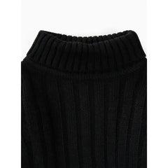 Patpat Toddler Girl/Boy Turtleneck Ribbed Knit Sweater Black