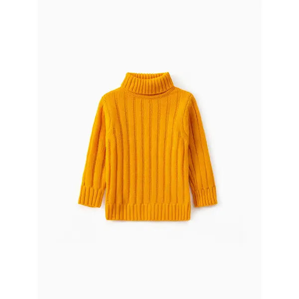 Patpat Toddler Girl/Boy Turtleneck Ribbed Knit Sweater Yellow
