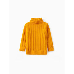 Patpat Toddler Girl/Boy Turtleneck Ribbed Knit Sweater Yellow